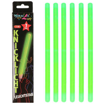 Set van 6x stuks neon glow in the dark party breaklights stick groen 20 cm - Verkleedattributen