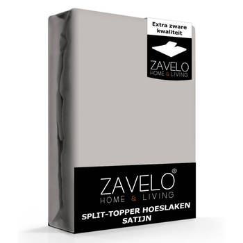 Zavelo Splittopper Hoeslaken Satijn Grijs-Lits-jumeaux (180x220 cm)