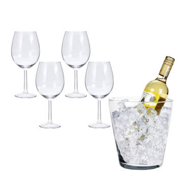 Blokker Luxe Kristallen Wijnset - Set van 5 - Inclusief Wijnkoeler aanbieding