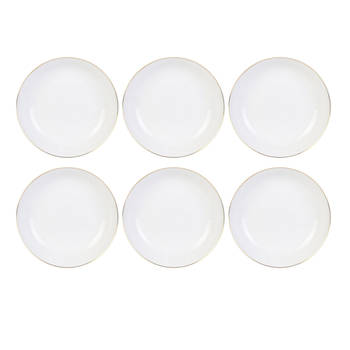 OTIX Diepe borden - Soepborden - Set van 6 stuks - 21cm - Wit met Gouden rand - Porselein - Crocus