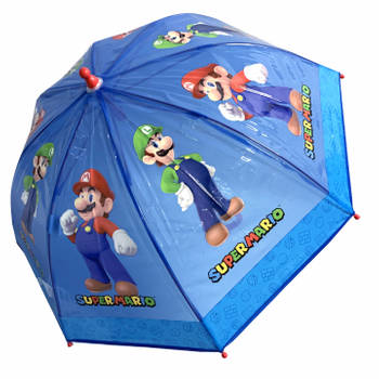 Super Mario jongens paraplu 45 cm blauw