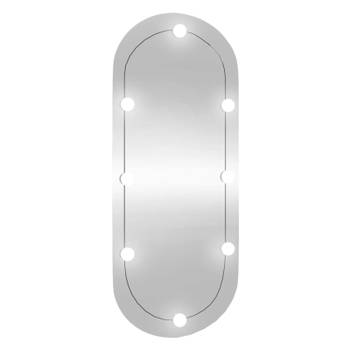 vidaXL Wandspiegel met LED's ovaal 25x60 cm glas