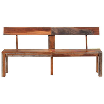 The Living Store Houten Halbank - Acaciahout - 160 x 35 x 76 cm - Bruin/grijs