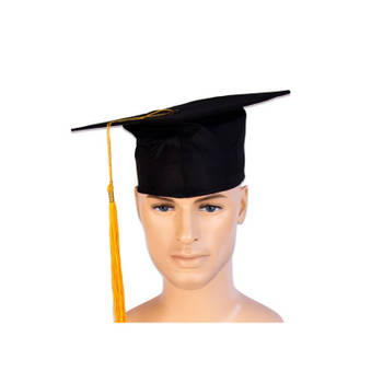 Afstudeer hoed geslaagd zwart met gouden kwast voor volwassenen - Verkleedhoofddeksels