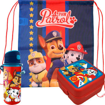 Paw Patrol lunchbox set voor kinderen - 3-delig - rood - incl. gymtas/schooltas - Lunchboxen