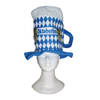 Blauwe/witte ruitjes bierfeest/oktoberfest hoed bierglas verkleed accessoire voor dames/heren - Verkleedhoofddeksels
