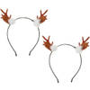 2x stuks kerst diadeems/haarbanden rendier gewei 19 cm kerstaccessoires - Verkleedattributen