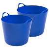 2x stuks flexibele emmers - 26 liter - Kunststof - Blauw - 38 x 41 x 35 cm - Wasmanden