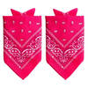 2x Stuks traditionele bandana's - roze - 52 x 55 cm - Verkleedhoofddeksels