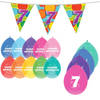 Leeftijd verjaardag thema 7 jaar pakket ballonnen/vlaggetjes - Feestpakketten