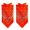 2x Stuks traditionele bandana's - oranje - 52 x 55 cm - Verkleedhoofddeksels