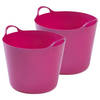 2x stuks flexibele emmers - 26 liter - Kunststof - Roze - 38 x 41 x 35 cm - Wasmanden