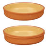 2x stuks tapas/hapjes serveren/oven schaal terracotta/geel 23 x 4 cm - Snack en tapasschalen