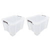 2x stuks Allstore opbergboxen - 48 liter - Transparant - 49 x 44 x 31 cm - Opbergbox