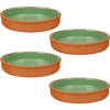 4x stuks tapas/hapjes serveren/oven schaal terracotta/groen 23 x 4 cm - Snack en tapasschalen
