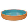 Tapas/hapjes serveren/oven schaal terracotta/blauw 23 x 4 cm - Snack en tapasschalen