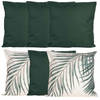 Bank/tuin kussens set - voor binnen/buiten - 6x stuks - groen/palm print - 45 x 45 cm - Sierkussens