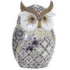 Items Home decoratie dieren/vogel beeldje - Uil - 14 x 20 cm - voor binnen - blauw/goud - Beeldjes