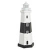 Items Decoratie Maritiem beeldje Vuurtoren met LED lampje - Hout - 16 x 42 cm - wit/zwart - Beeldjes