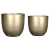 Plantenpot/bloempotten set - 2x stuks - keramiek - goud - D22 en D25 cm - Plantenpotten