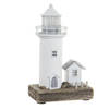 Items Decoratie Maritiem beeldje Vuurtoren met LED lampje - Hout - 13 x 30 cm - wit - Beeldjes