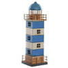 Items Decoratie Maritiem beeldje Vuurtoren - Metaal - 12 x 31 cm - blauw/wit - Beeldjes