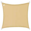 Buitenkado schaduwdoek vierkant 2x2 m - HDPE/RVS - zand beige - incl. bevestigingsset