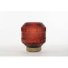 Lantern Glass 16X17Cm Burgundy With Golden Base Led Bul