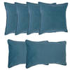 Atmosphera Bank/sierkussens Sophia - set 6x - Blauw - polyester - met rits - In 2 formaten - Sierkussens