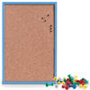 Prikbord incl. 25x punaises gekleurd - 40 x 60 cm - blauw - kurk - Prikborden