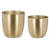 Plantenpot/Bloempotten set - 2x stuks - metaal - goud - D13 en D16 cm - Plantenpotten