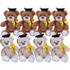 Pakket van 8x stuks geslaagd thema cadeau pluche knuffel beertjes beige en bruin 20 cm - Knuffelberen