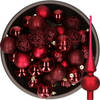 37x stuks kunststof kerstballen 6 cm incl. glazen piek mat donkerrood - Kerstbal