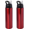 Waterfles/sportfles/drinkfles Sporty - 2x - rood - aluminium/kunststof - 800 ml - Drinkflessen