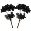 Halloween 2x rozenboeketjes met zwarte rozen 35 cm - Verkleedattributen