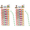Drinkrietjes - papier - set 100x - multicolor kleuren - 20 cm - verjaardag/feestje - Drinkrietjes