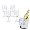 Luxe Kristallen Wijnset - Set van 5 - Inclusief Wijnkoeler
