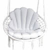 Handgemaakte hangstoelkussen schelp / shell vorm van CLEANABOO® stof lichtgrijs
