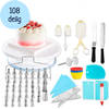 Perow Taart Decoratie Set - 108 Delig - Taart & Cupcake Versiering - Draaibaar Taartplateau + Herbruikbare Spuitzak