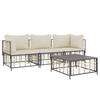 vidaXL 4-delige Loungeset met kussens poly rattan antracietkleurig