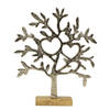 Decoratie levensboom - Tree of Life - aluminium/hout - 23 x 26 cm - zilver kleurig - Beeldjes