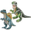 Speelgoed set van 2x pluche dino knuffels T-Rex en Stegosaurus van 30 cm - Knuffeldier