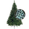 Bellatio Decorations kunst kerstboom 180 cm met kerstballen ijsblauw - Kunstkerstboom