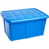 Plasticforte Opslagbox met deksel - Blauw - 60L - kunststof - 63 x 46 x 32 cm - Opbergbox