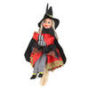 Halloween decoratie heksen pop op bezem - 20 cm - zwart/rood - Halloween poppen