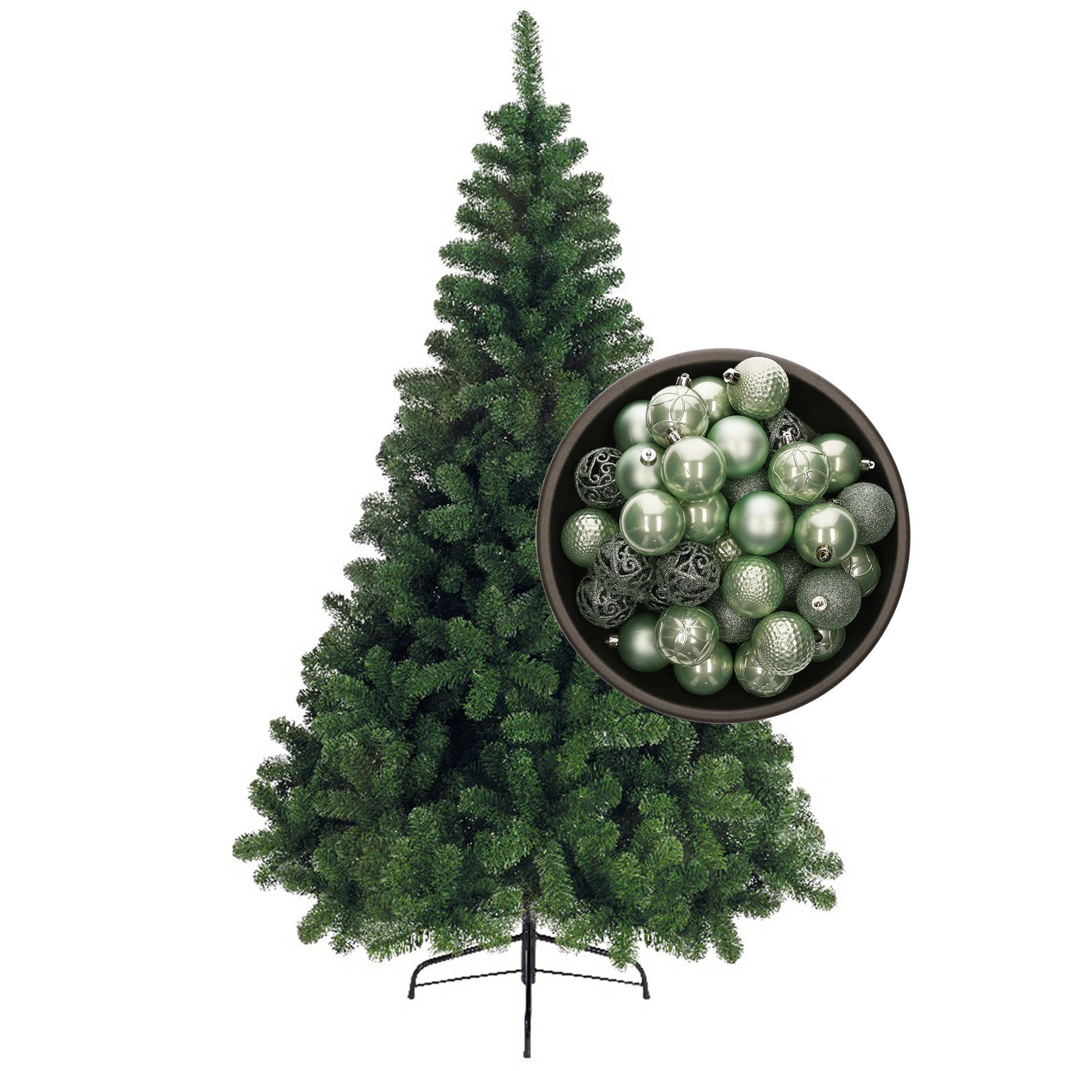 Bellatio Decorations kunst kerstboom 180 cm met kerstballen mintgroen Kunstkerstboom