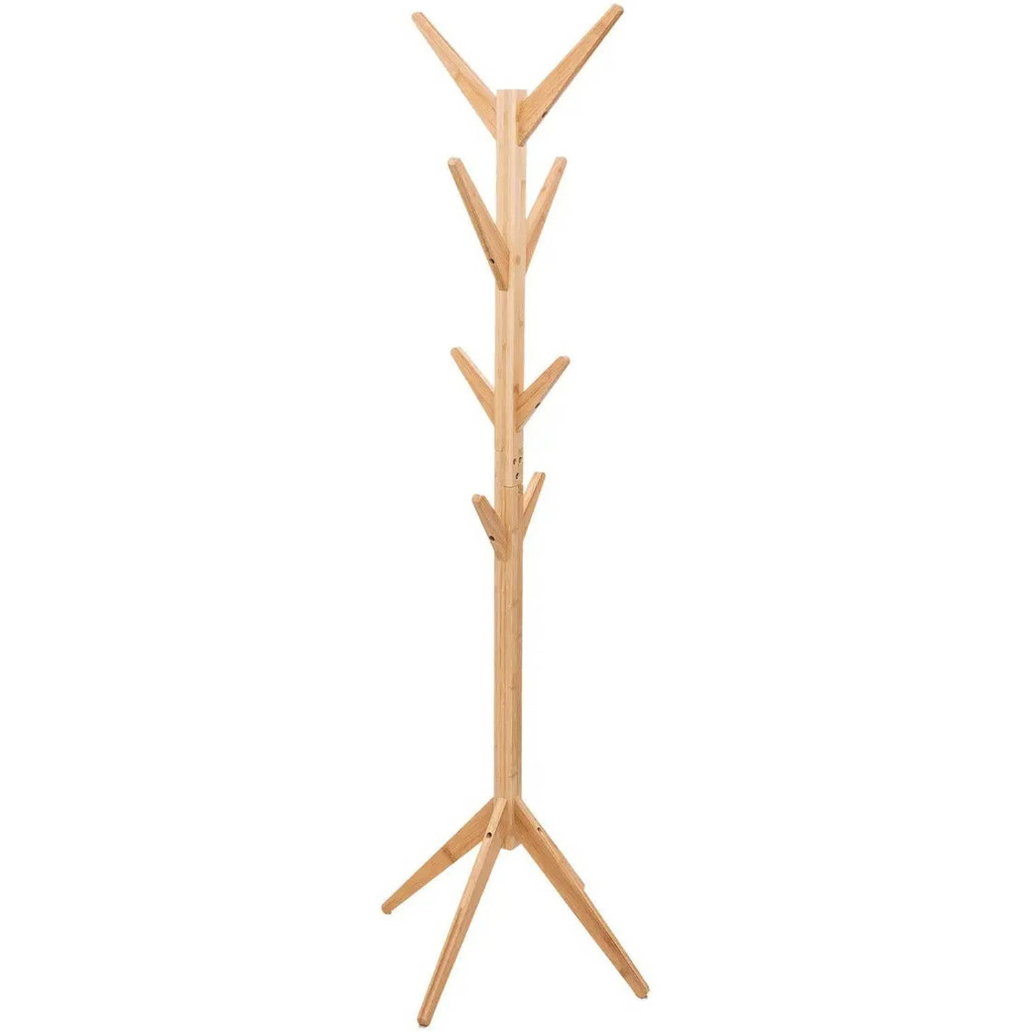 Kapstok beige bamboe 8 haaks 60 x 60 x 178 cm Kapstokken