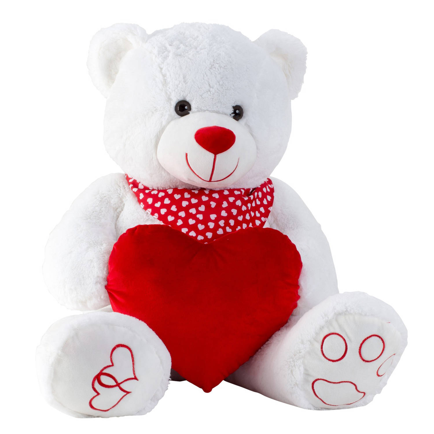 Teddy beer knuffel van zachte pluche met liefdes hartje 64 cm zittend-100 cm staand Knuffelberen