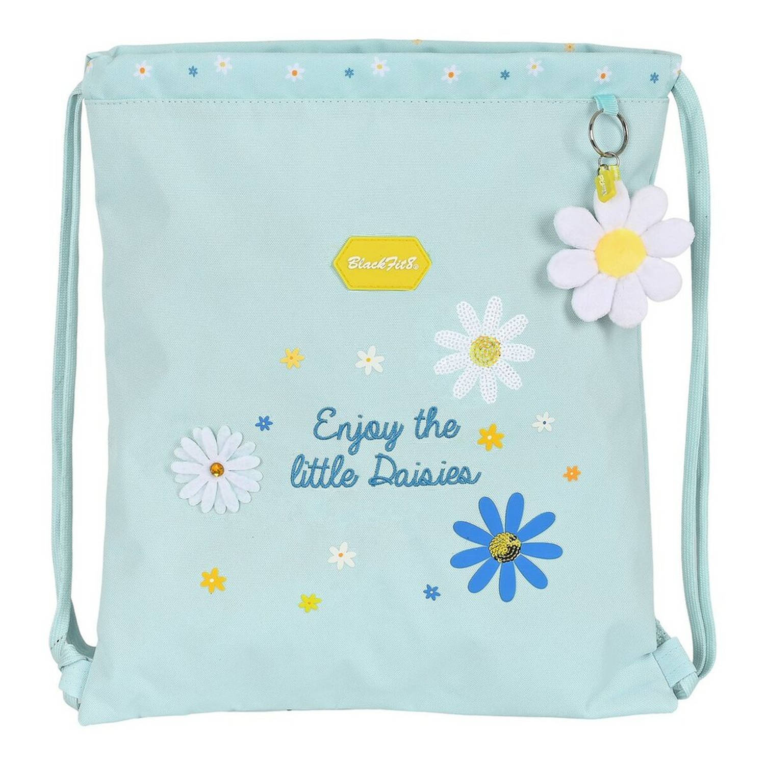 Rugtas met Koordjes BlackFit8 Daisies Licht Blauw (35 x 40 x 1 cm)