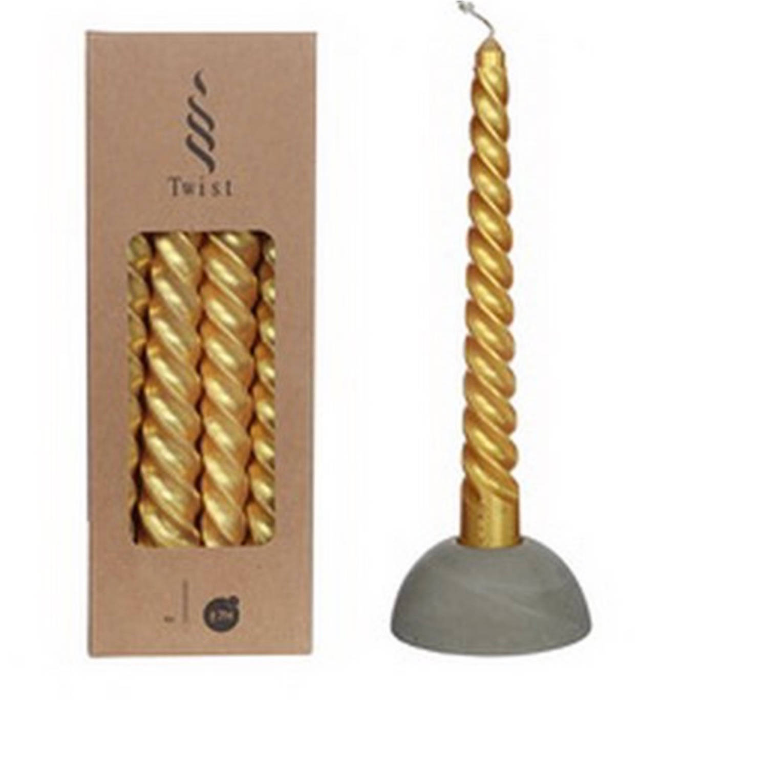 Twisted Candles Set 4 st. Gold Metallic